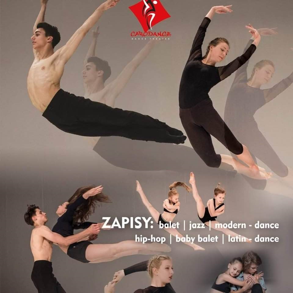 Kilku tancerzy i tancerek wykonujący różne figury taneczne