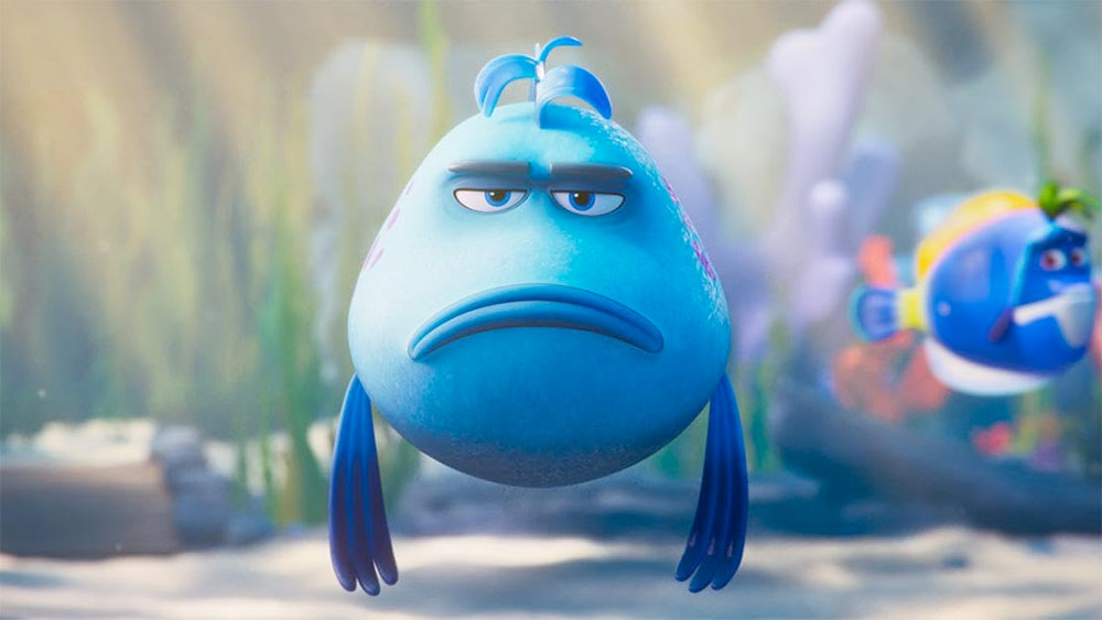 niebieska ryba, poszukuje przyjaciół w podwodnym świecie