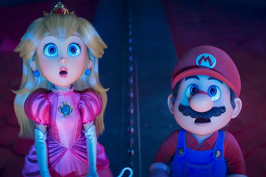 Mario i Peach w akcji w grze wideo, uśmiechnięci i gotowi do przygód.